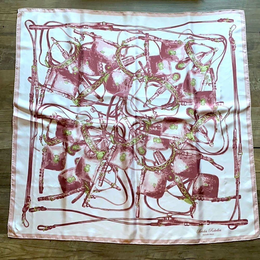 Hermes Pink and White Scarf
